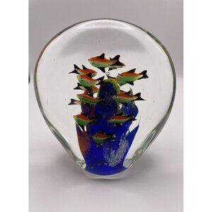 Italian Art Glass Fish Aquarium Ocean Paperweight‎ Large Heavy VTG